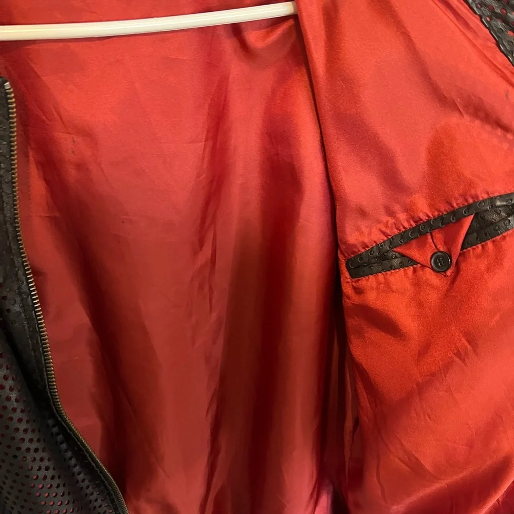 Vintage Adidas SLVR Perforated Lamb Leather Bomber Jacket - Picture 5 of 9